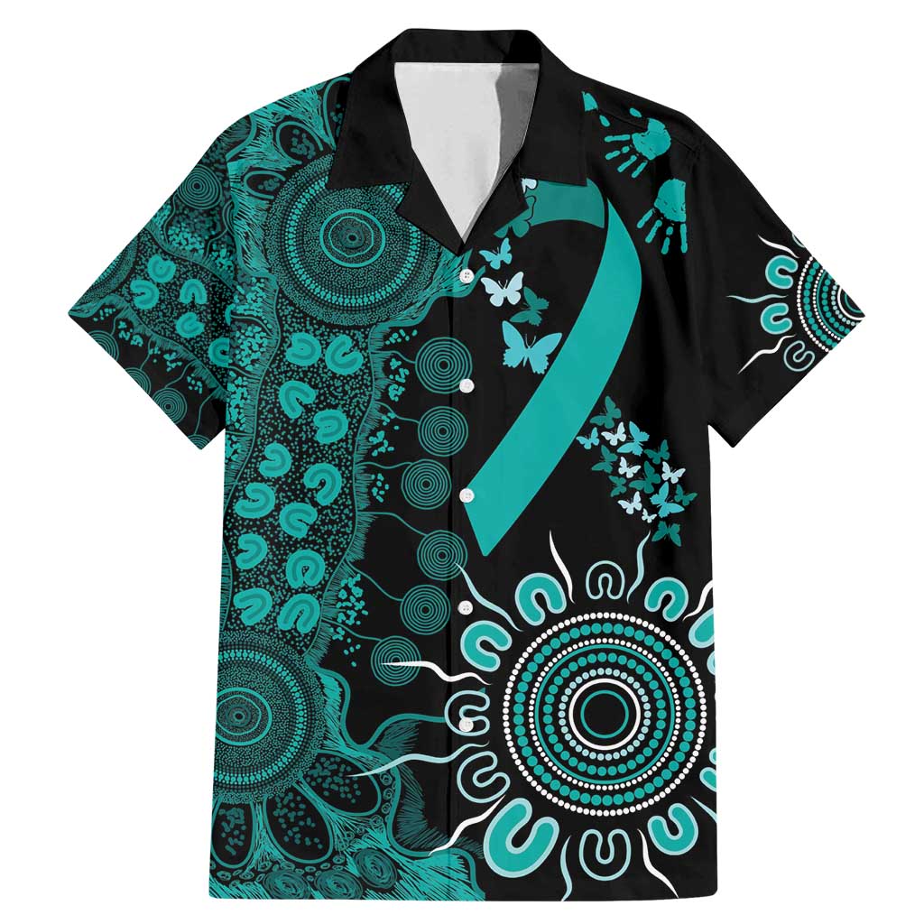 Ovarian Cancer Awareness Personalised Family Matching Mermaid Dress and Hawaiian Shirt Aboriginal Ribbon Dot Painting