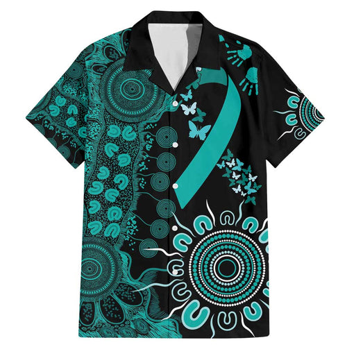 Ovarian Cancer Awareness Personalised Family Matching Mermaid Dress and Hawaiian Shirt Aboriginal Ribbon Dot Painting