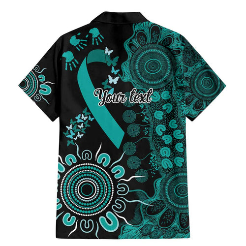Ovarian Cancer Awareness Personalised Family Matching Mermaid Dress and Hawaiian Shirt Aboriginal Ribbon Dot Painting