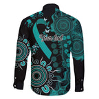 Ovarian Cancer Awareness Personalised Family Matching Off The Shoulder Long Sleeve Dress and Hawaiian Shirt Aboriginal Ribbon Dot Painting