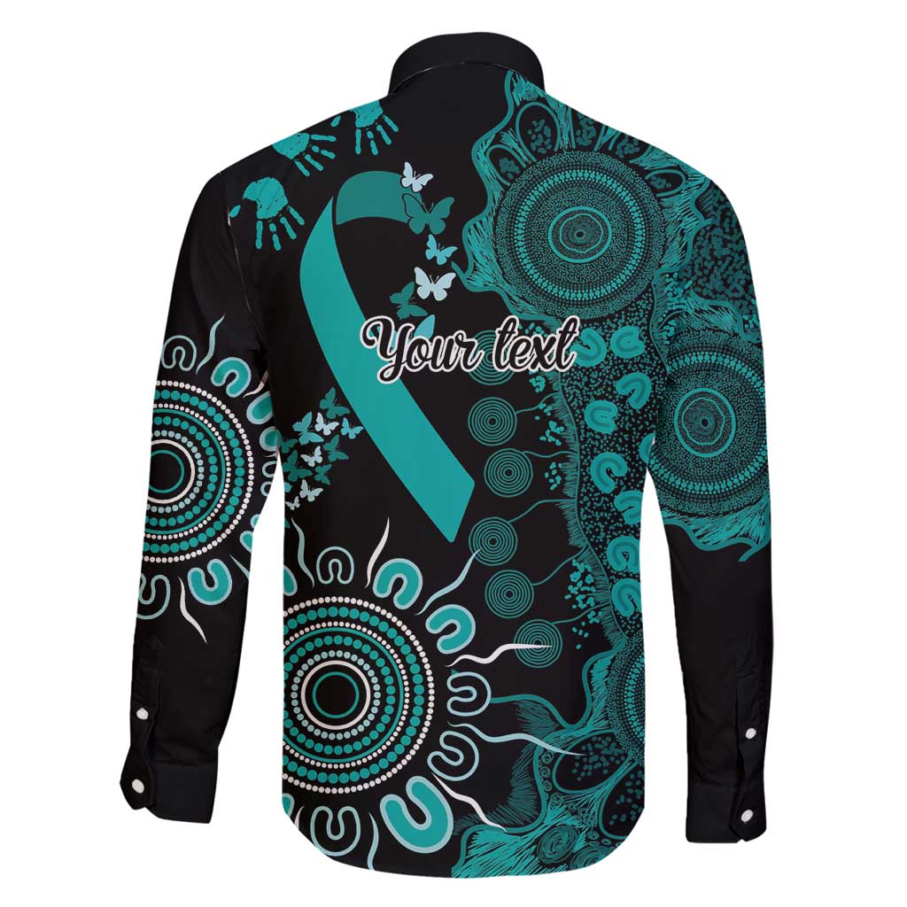 Ovarian Cancer Awareness Personalised Family Matching Off Shoulder Short Dress and Hawaiian Shirt Aboriginal Ribbon Dot Painting