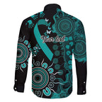 Ovarian Cancer Awareness Personalised Family Matching Off Shoulder Short Dress and Hawaiian Shirt Aboriginal Ribbon Dot Painting