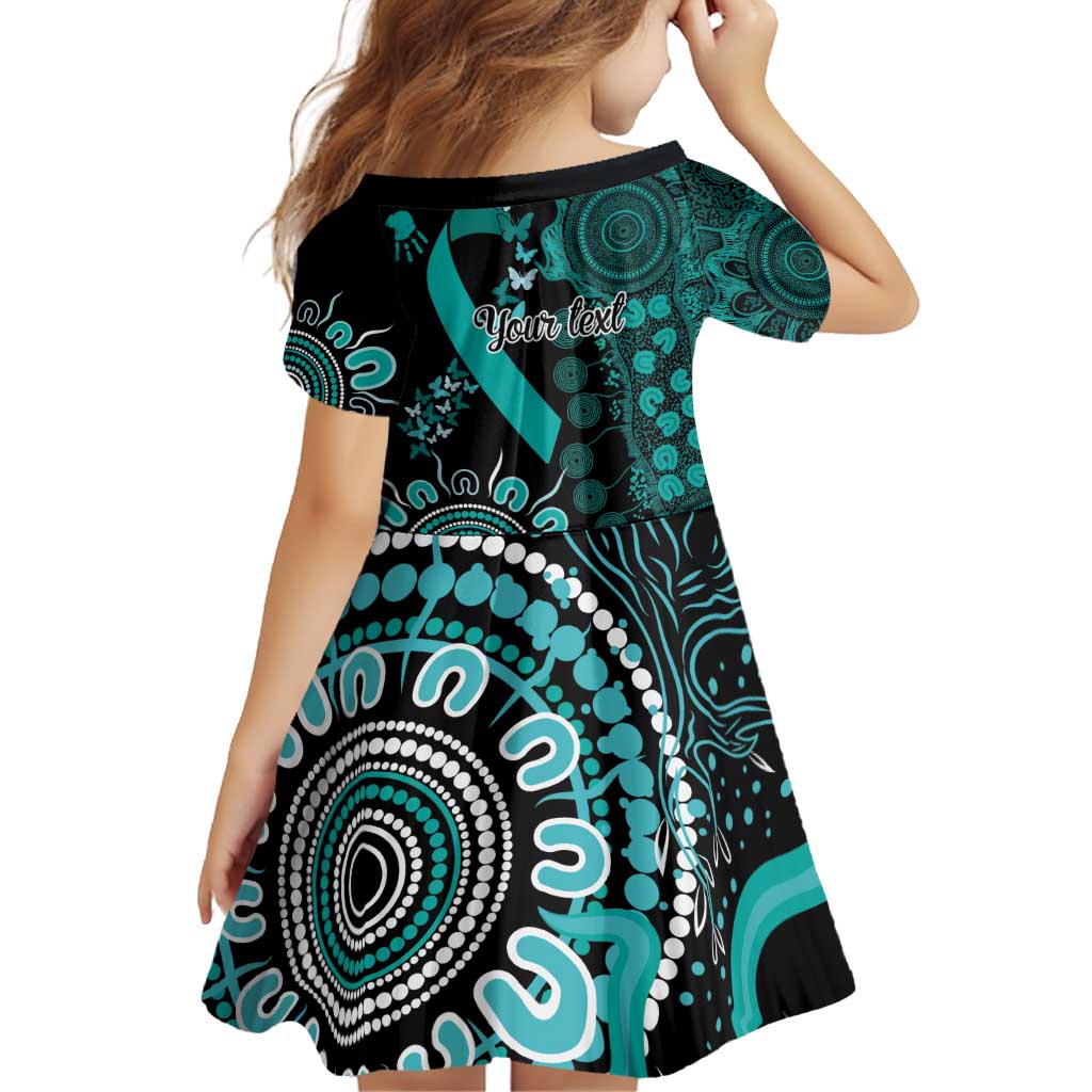 Ovarian Cancer Awareness Personalised Family Matching Puletasi and Hawaiian Shirt Aboriginal Ribbon Dot Painting