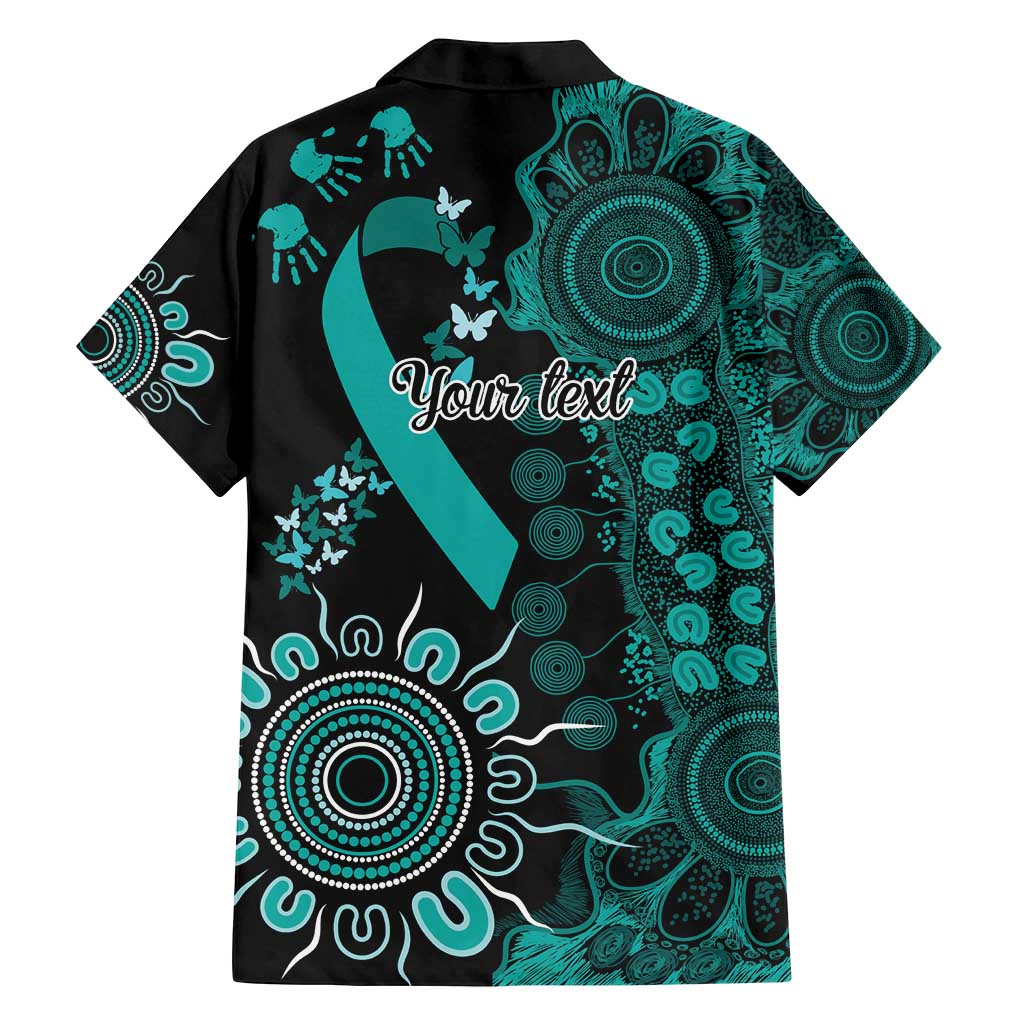 Ovarian Cancer Awareness Personalised Family Matching Puletasi and Hawaiian Shirt Aboriginal Ribbon Dot Painting
