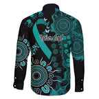 Ovarian Cancer Awareness Personalised Family Matching Short Sleeve Bodycon Dress and Hawaiian Shirt Aboriginal Ribbon Dot Painting