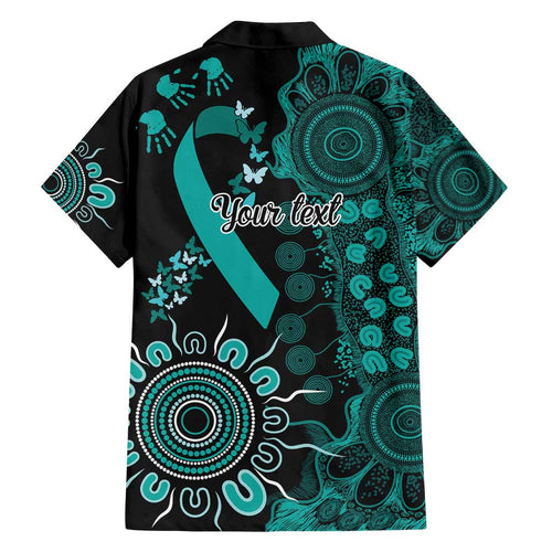 Ovarian Cancer Awareness Personalised Family Matching Summer Maxi Dress and Hawaiian Shirt Aboriginal Ribbon Dot Painting