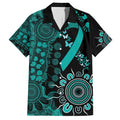 Ovarian Cancer Awareness Personalised Family Matching Tank Maxi Dress and Hawaiian Shirt Aboriginal Ribbon Dot Painting