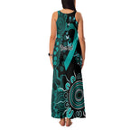 Ovarian Cancer Awareness Personalised Family Matching Tank Maxi Dress and Hawaiian Shirt Aboriginal Ribbon Dot Painting