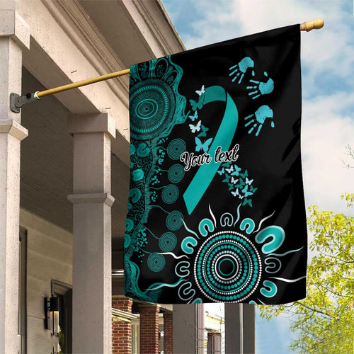 Ovarian Cancer Awareness Personalised Garden Flag Aboriginal Ribbon Dot Painting