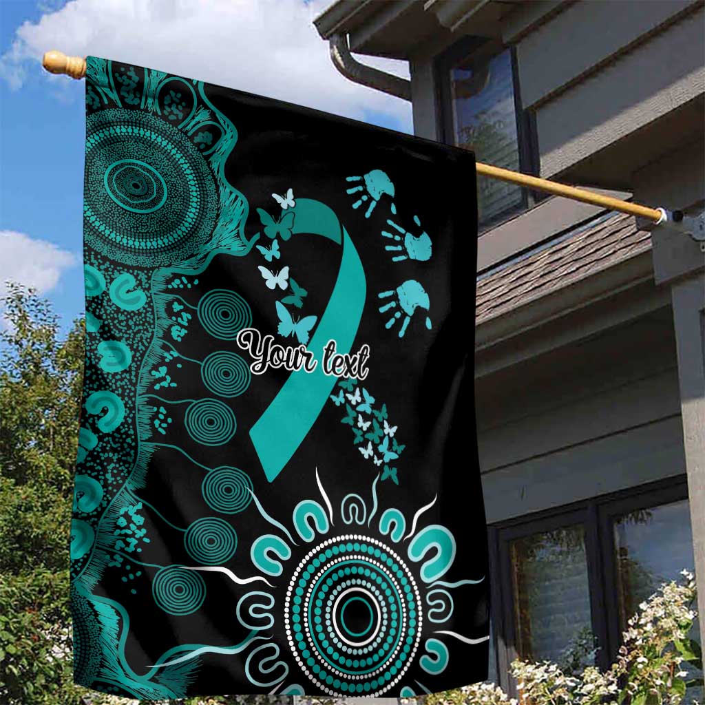 Ovarian Cancer Awareness Personalised Garden Flag Aboriginal Ribbon Dot Painting