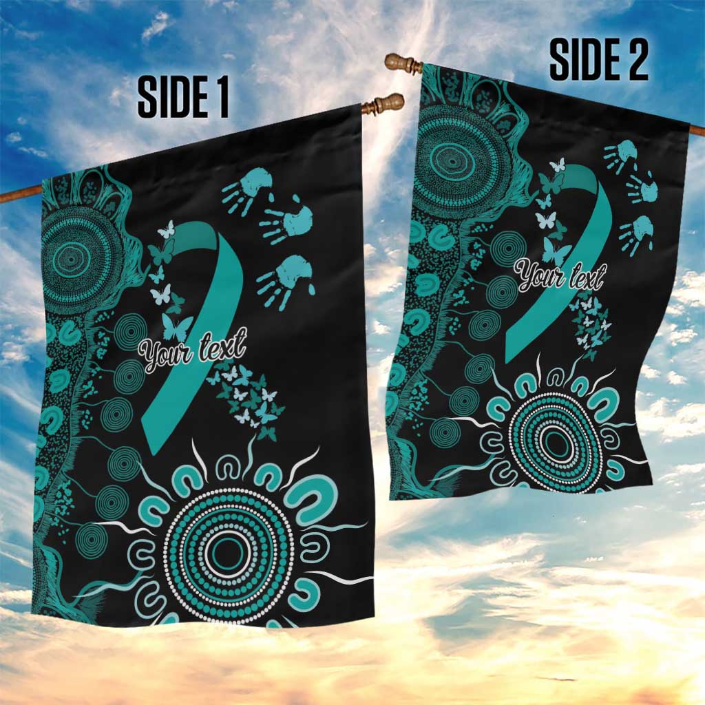 Ovarian Cancer Awareness Personalised Garden Flag Aboriginal Ribbon Dot Painting