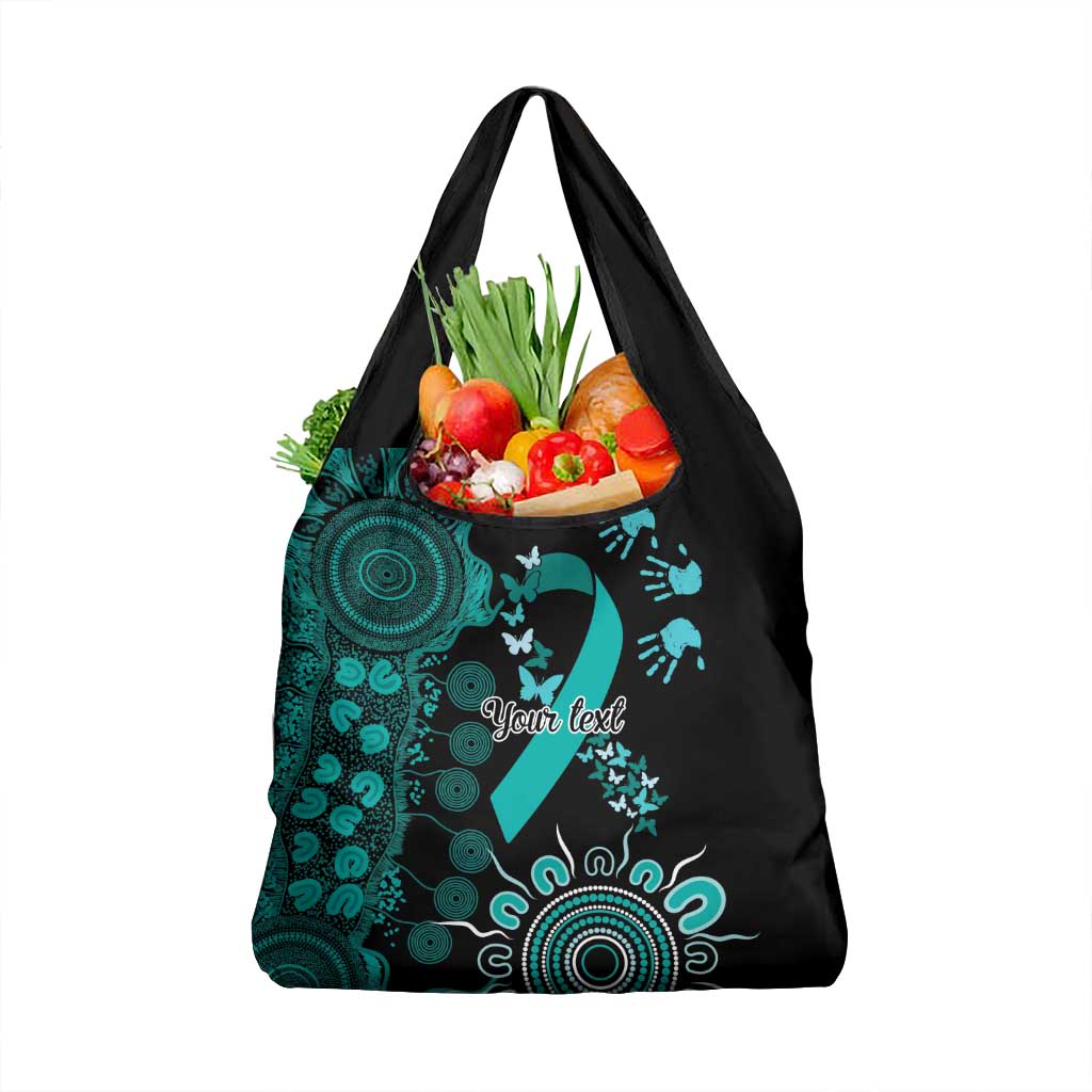 Ovarian Cancer Awareness Personalised Grocery Bag Aboriginal Ribbon Dot Painting