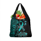 Ovarian Cancer Awareness Personalised Grocery Bag Aboriginal Ribbon Dot Painting