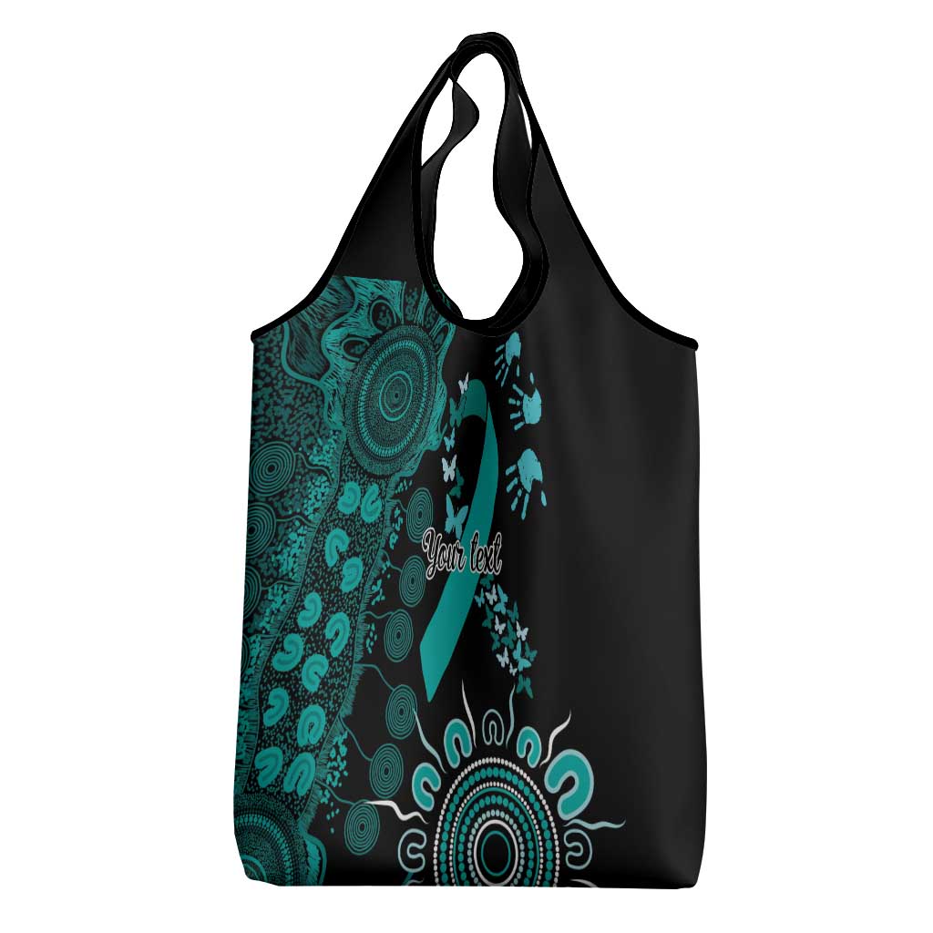 Ovarian Cancer Awareness Personalised Grocery Bag Aboriginal Ribbon Dot Painting