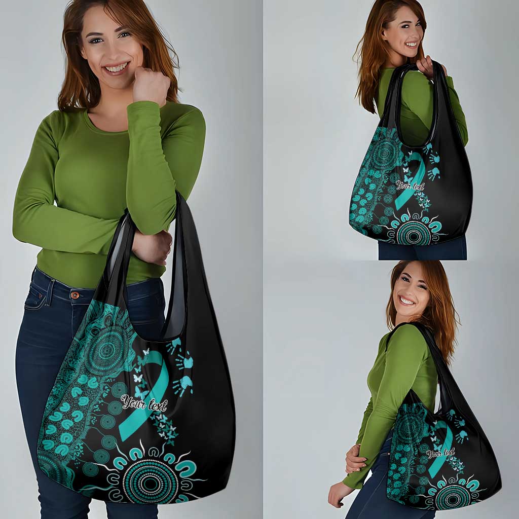 Ovarian Cancer Awareness Personalised Grocery Bag Aboriginal Ribbon Dot Painting