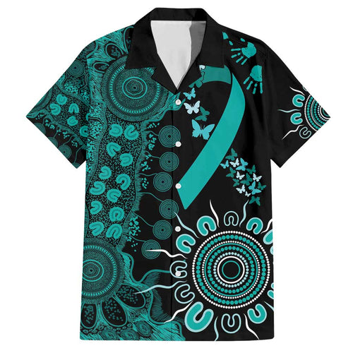 Ovarian Cancer Awareness Personalised Hawaiian Shirt Aboriginal Ribbon Dot Painting