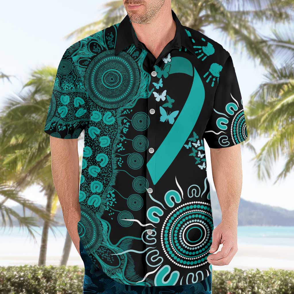 Ovarian Cancer Awareness Personalised Hawaiian Shirt Aboriginal Ribbon Dot Painting