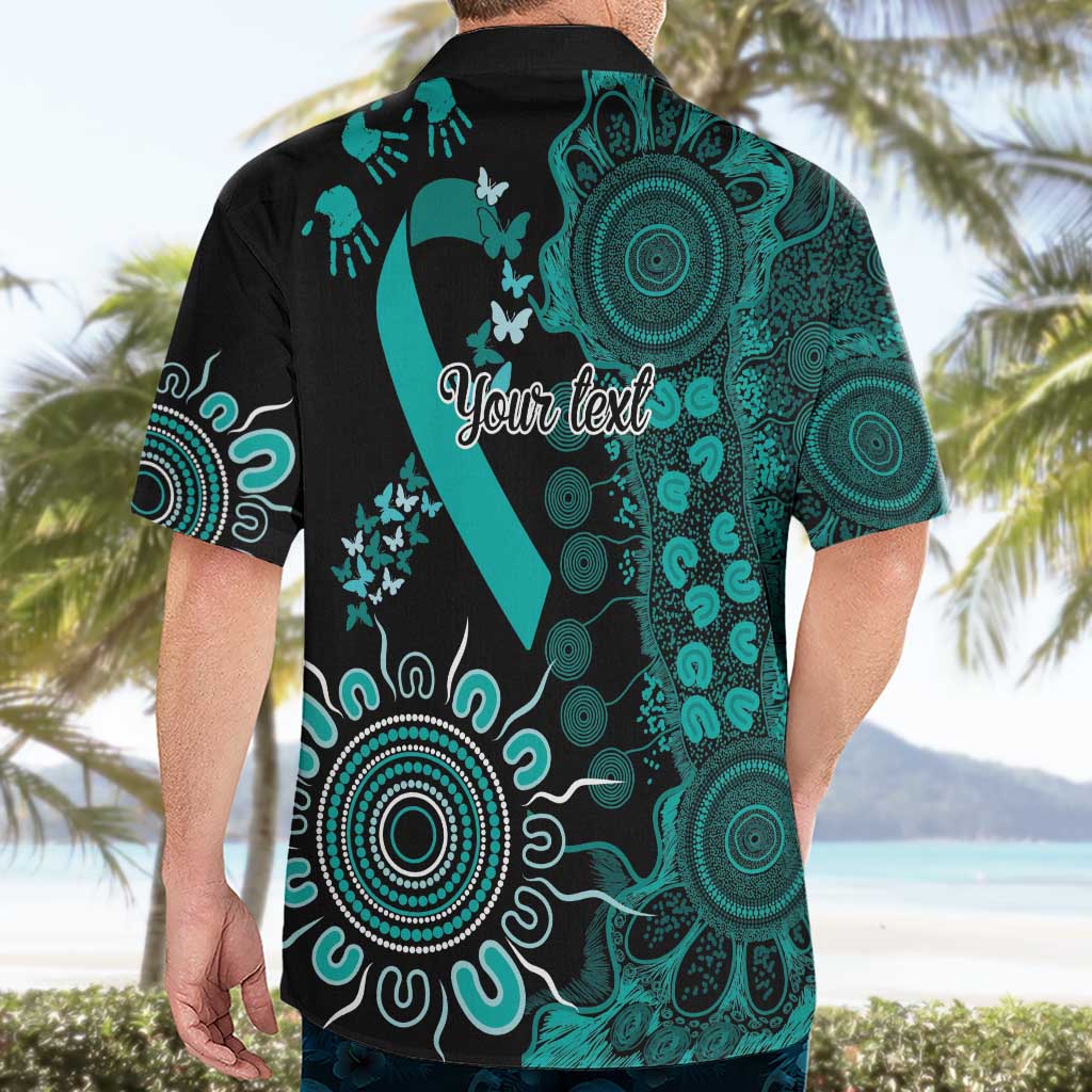 Ovarian Cancer Awareness Personalised Hawaiian Shirt Aboriginal Ribbon Dot Painting
