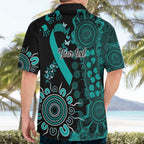 Ovarian Cancer Awareness Personalised Hawaiian Shirt Aboriginal Ribbon Dot Painting