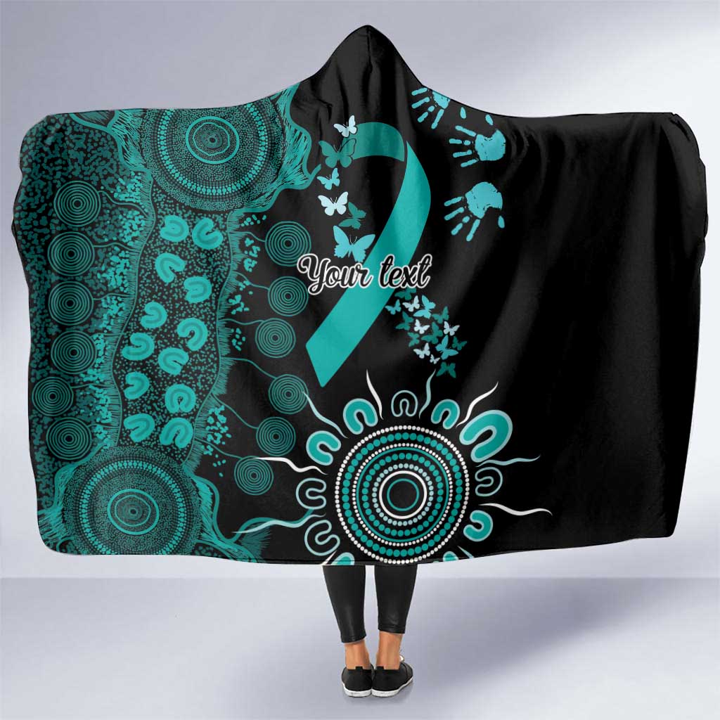 Ovarian Cancer Awareness Personalised Hooded Blanket Aboriginal Ribbon Dot Painting