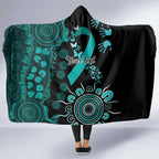 Ovarian Cancer Awareness Personalised Hooded Blanket Aboriginal Ribbon Dot Painting