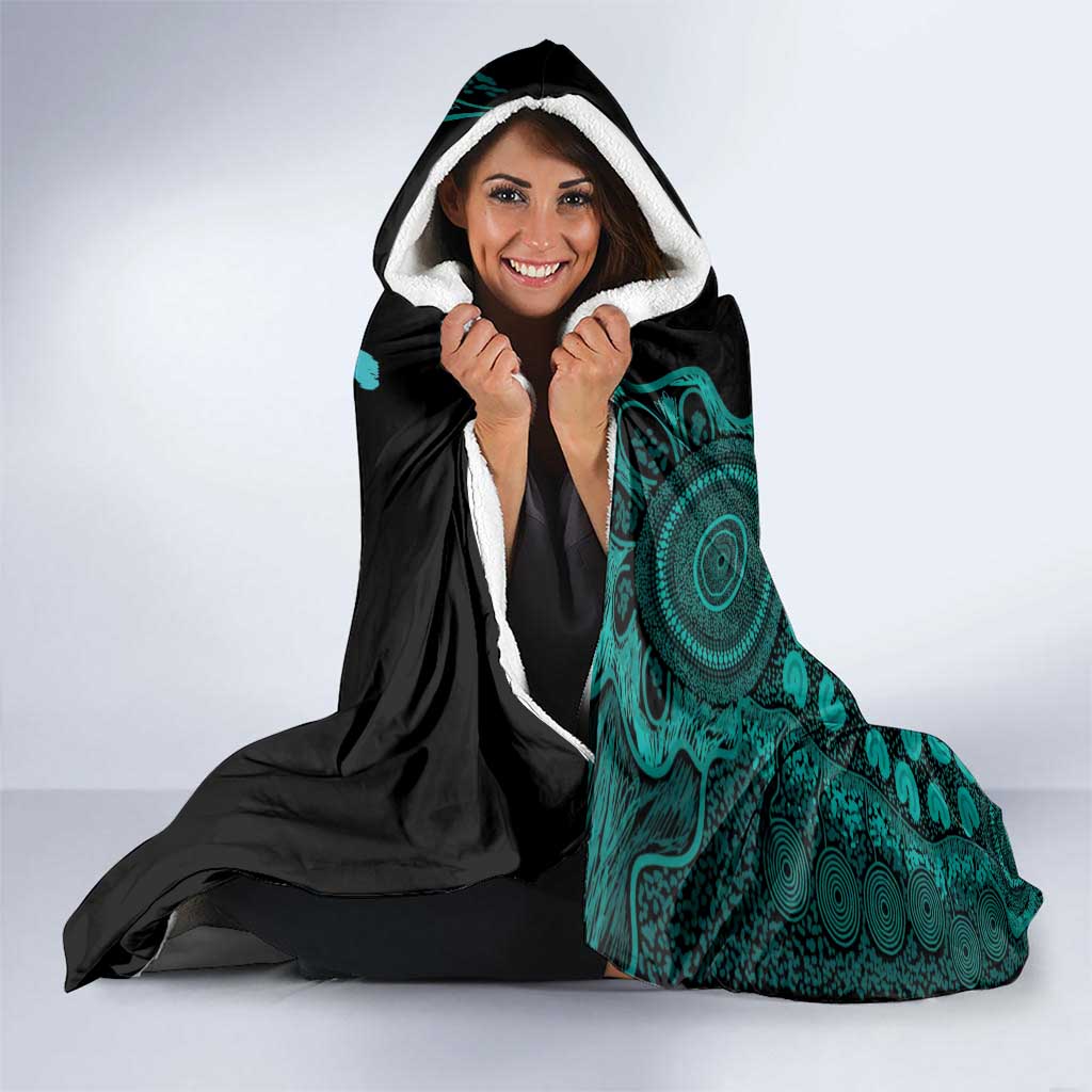 Ovarian Cancer Awareness Personalised Hooded Blanket Aboriginal Ribbon Dot Painting