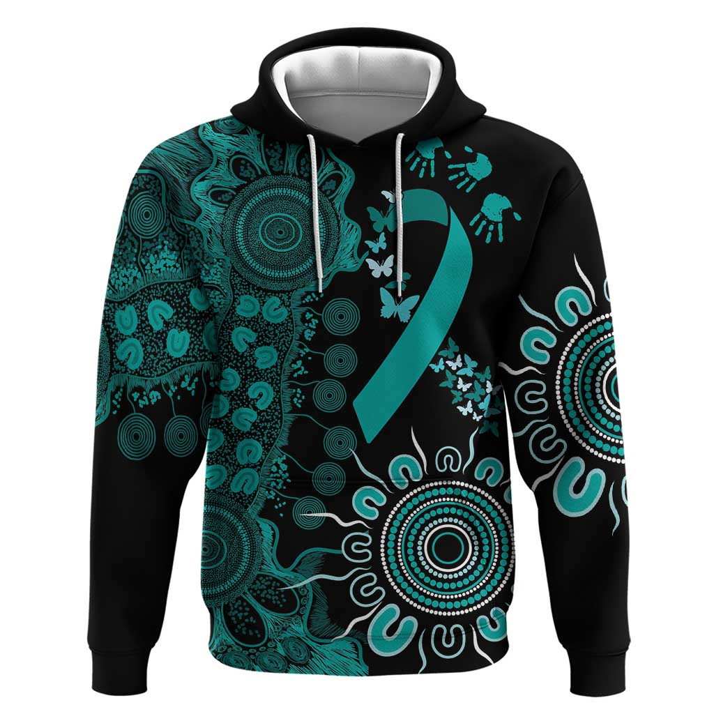 Ovarian Cancer Awareness Personalised Hoodie Aboriginal Ribbon Dot Painting