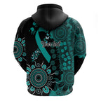 Ovarian Cancer Awareness Personalised Hoodie Aboriginal Ribbon Dot Painting