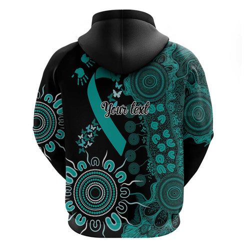 Ovarian Cancer Awareness Personalised Hoodie Aboriginal Ribbon Dot Painting