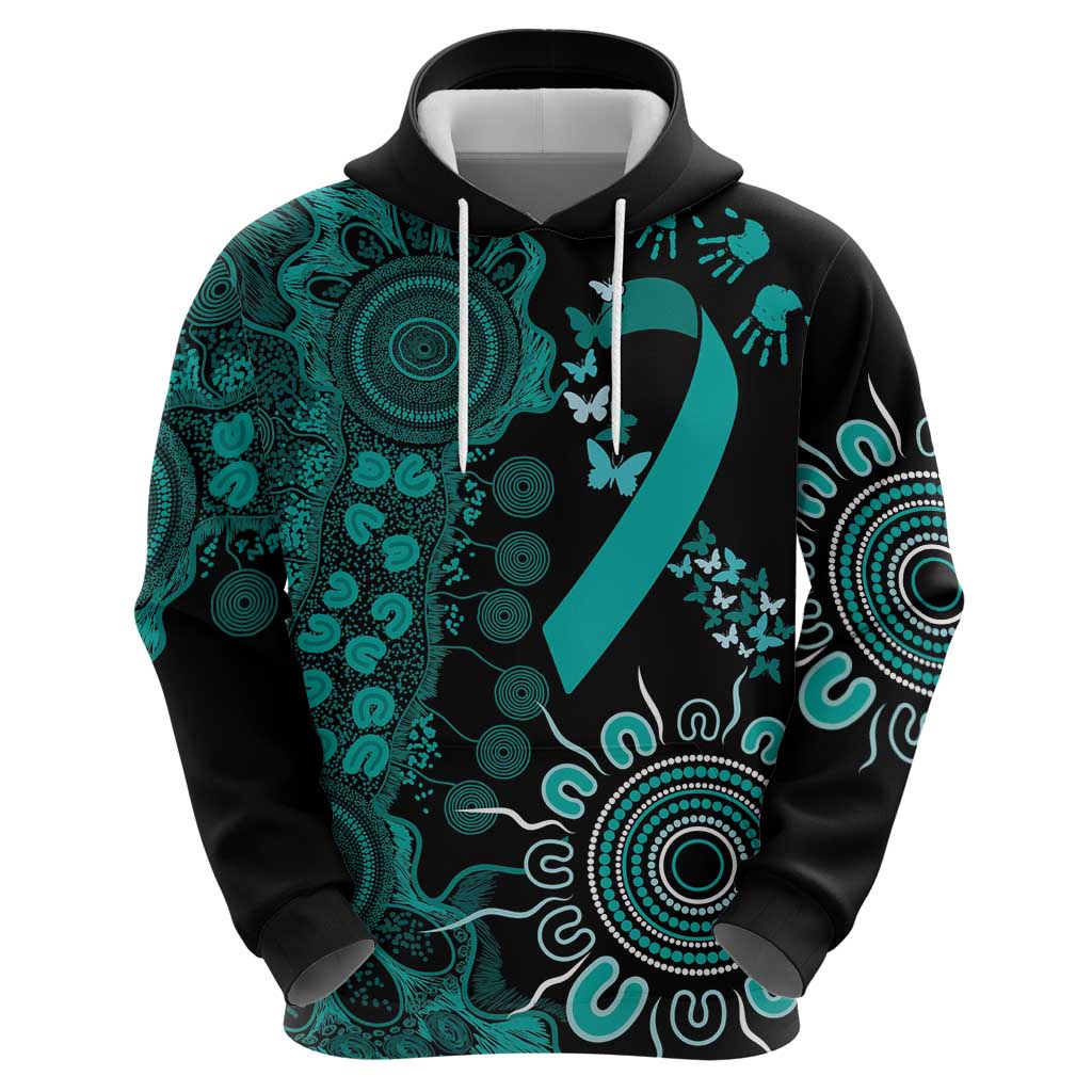 Ovarian Cancer Awareness Personalised Hoodie Aboriginal Ribbon Dot Painting