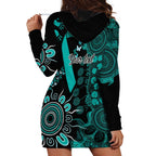 Ovarian Cancer Awareness Personalised Hoodie Dress Aboriginal Ribbon Dot Painting
