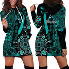 Ovarian Cancer Awareness Personalised Hoodie Dress Aboriginal Ribbon Dot Painting