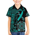 Ovarian Cancer Awareness Personalised Kid Hawaiian Shirt Aboriginal Ribbon Dot Painting