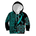 Ovarian Cancer Awareness Personalised Kid Hoodie Aboriginal Ribbon Dot Painting