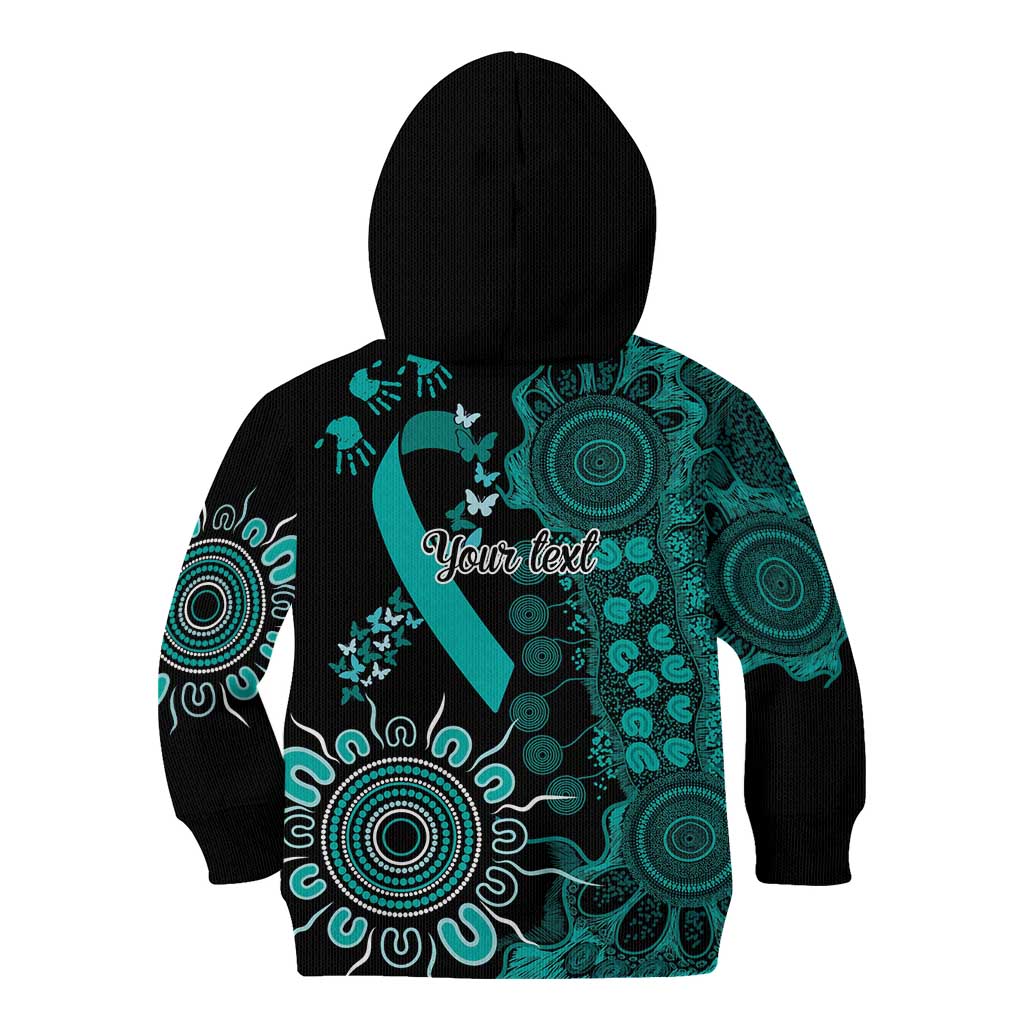Ovarian Cancer Awareness Personalised Kid Hoodie Aboriginal Ribbon Dot Painting