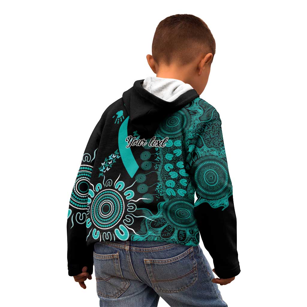 Ovarian Cancer Awareness Personalised Kid Hoodie Aboriginal Ribbon Dot Painting