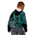 Ovarian Cancer Awareness Personalised Kid Hoodie Aboriginal Ribbon Dot Painting