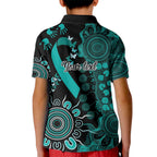 Ovarian Cancer Awareness Personalised Kid Polo Shirt Aboriginal Ribbon Dot Painting