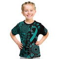 Ovarian Cancer Awareness Personalised Kid T Shirt Aboriginal Ribbon Dot Painting