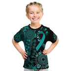 Ovarian Cancer Awareness Personalised Kid T Shirt Aboriginal Ribbon Dot Painting