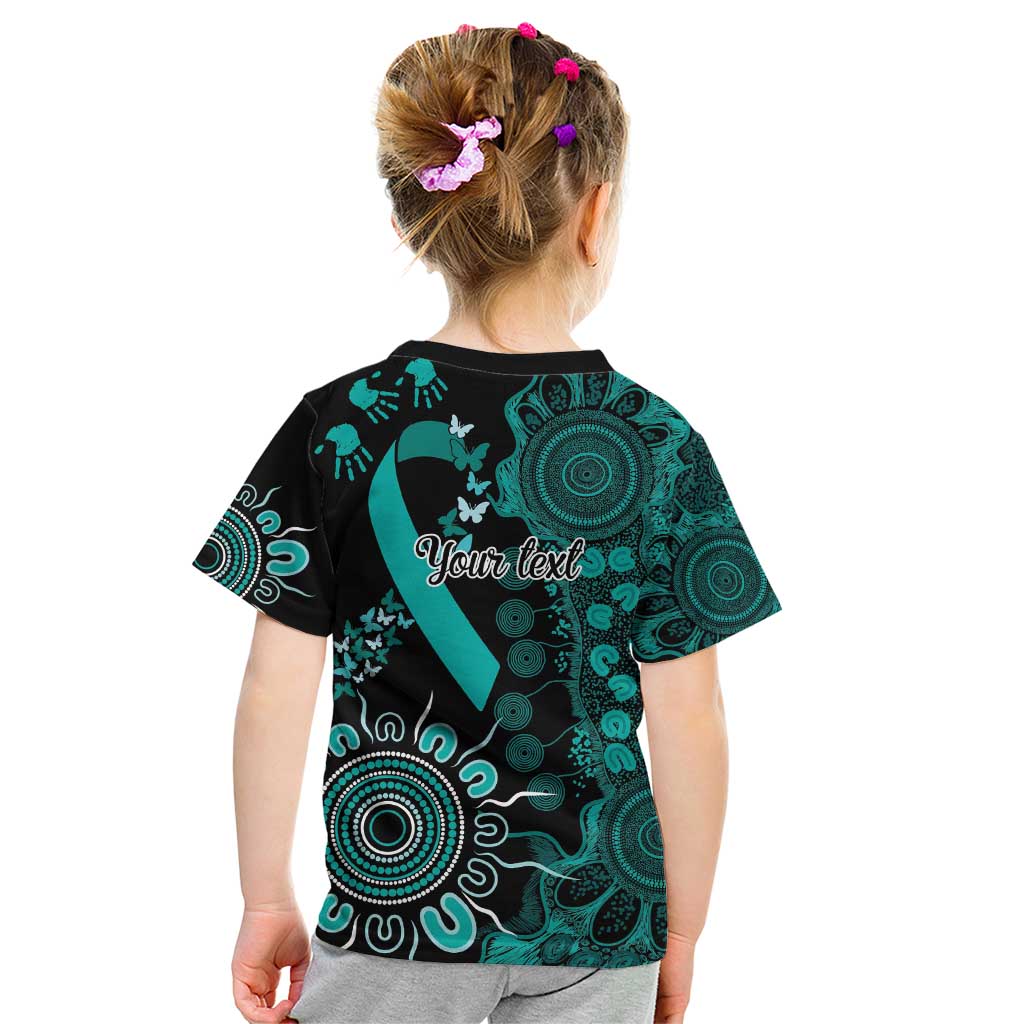 Ovarian Cancer Awareness Personalised Kid T Shirt Aboriginal Ribbon Dot Painting