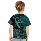 Ovarian Cancer Awareness Personalised Kid T Shirt Aboriginal Ribbon Dot Painting
