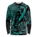 Ovarian Cancer Awareness Personalised Long Sleeve Shirt Aboriginal Ribbon Dot Painting