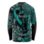 Ovarian Cancer Awareness Personalised Long Sleeve Shirt Aboriginal Ribbon Dot Painting