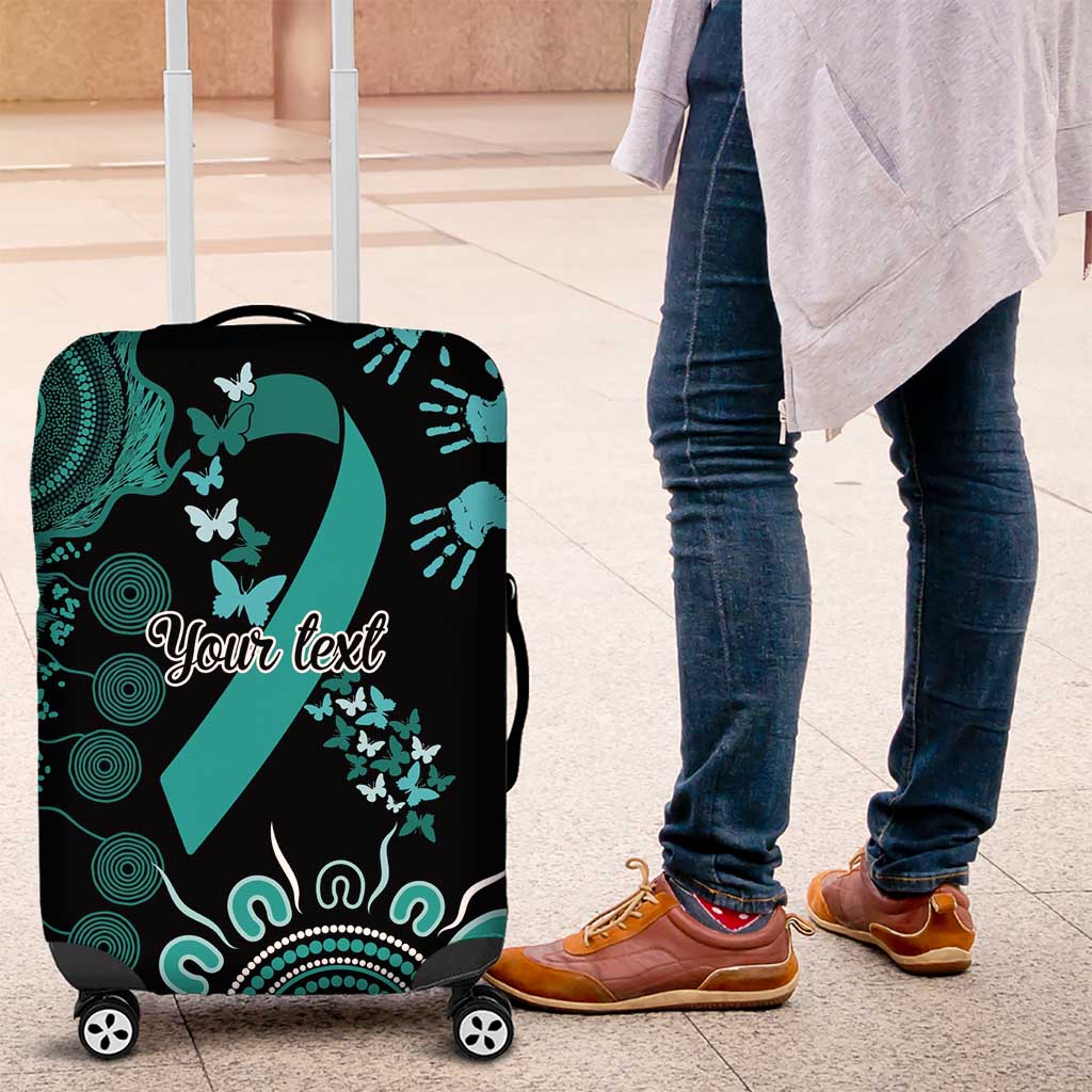 Ovarian Cancer Awareness Personalised Luggage Cover Aboriginal Ribbon Dot Painting