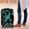 Ovarian Cancer Awareness Personalised Luggage Cover Aboriginal Ribbon Dot Painting