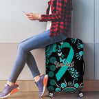 Ovarian Cancer Awareness Personalised Luggage Cover Aboriginal Ribbon Dot Painting
