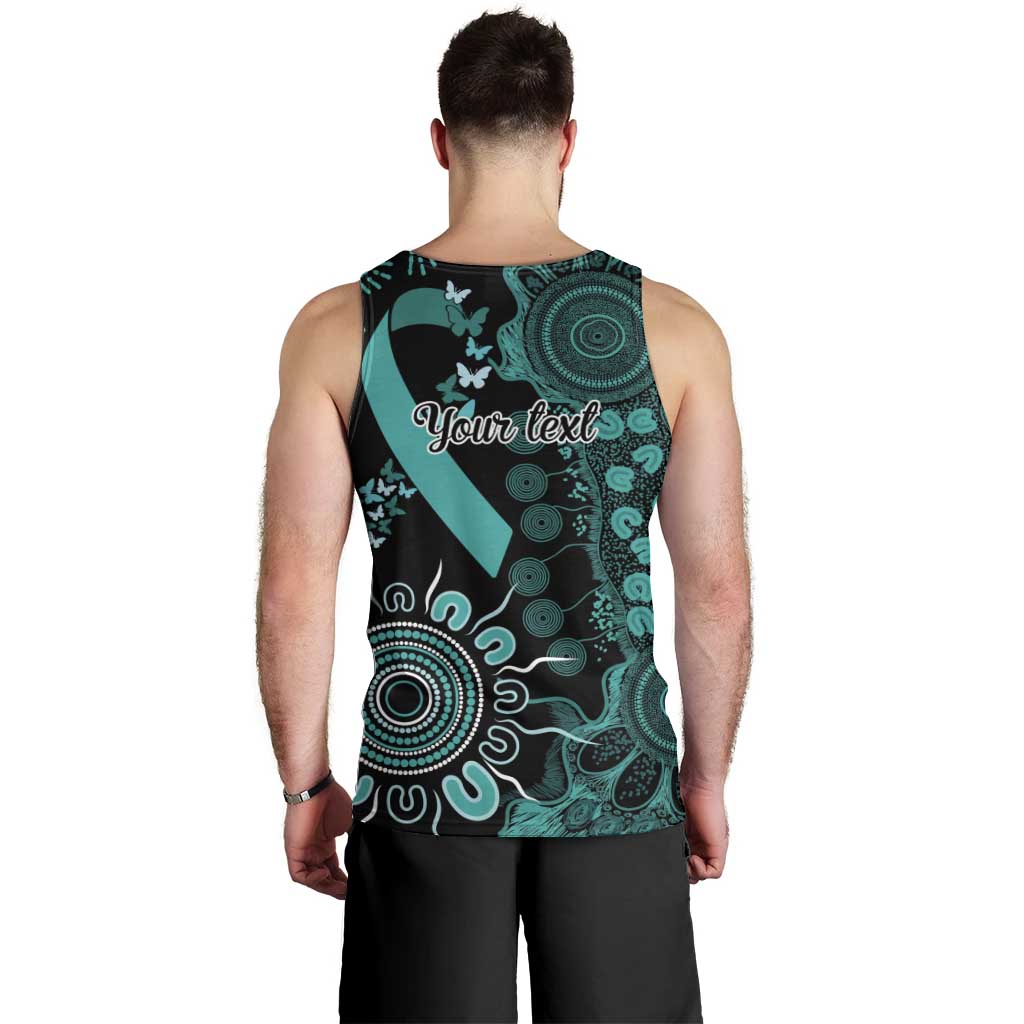 Ovarian Cancer Awareness Personalised Men Tank Top Aboriginal Ribbon Dot Painting