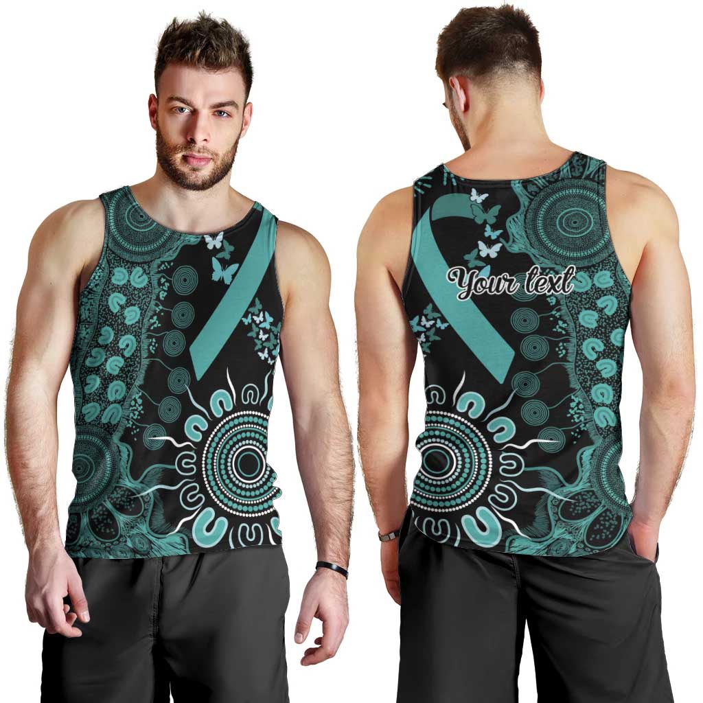 Ovarian Cancer Awareness Personalised Men Tank Top Aboriginal Ribbon Dot Painting