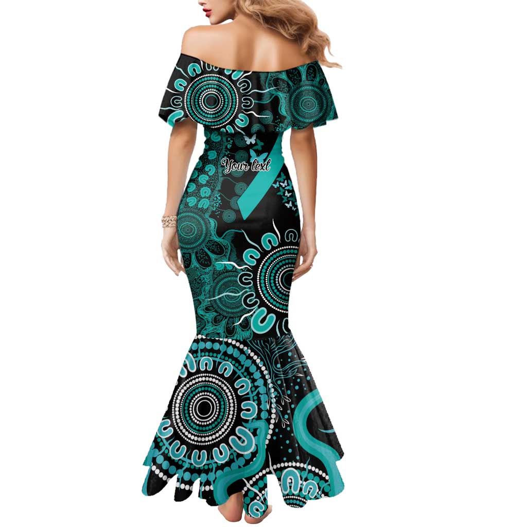 Ovarian Cancer Awareness Personalised Mermaid Dress Aboriginal Ribbon Dot Painting